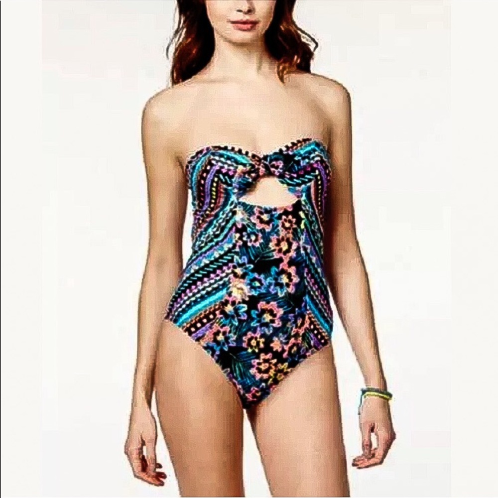 - Bikini Nation Sz S Floral Keyhole Maillot! NEW!